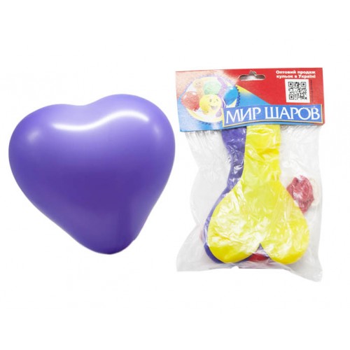 Кульки "Два серця" (7 шт), мікс (MiC)