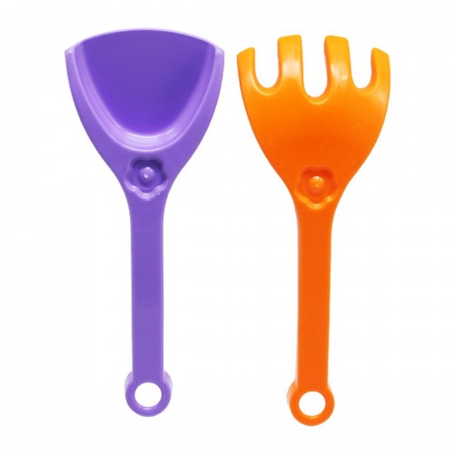 Пісочний набір "Грабельки + лопатка" помаранчево-фіолетовий (MiC)