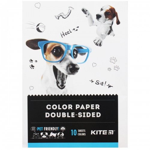 Цветная бумага А5 "Dogs", 10 цветов (Kite)