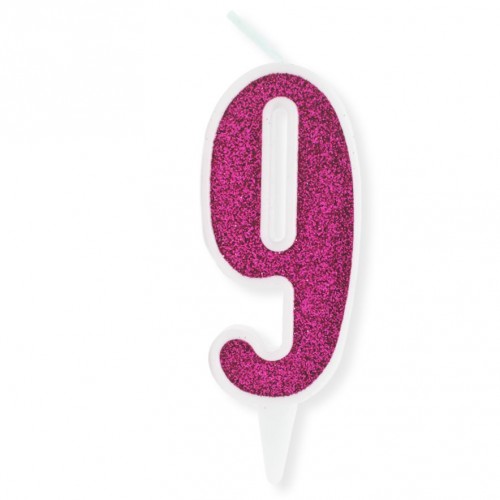 Свечка декоративная "Цифра 9", розовая (MiC)