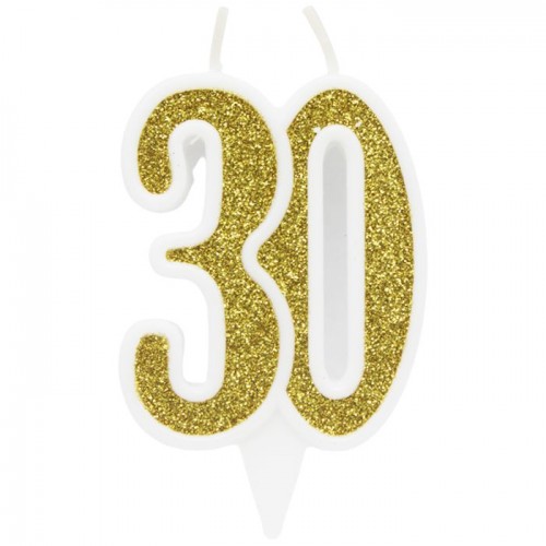 Свечка декоративная "30", золото (MiC)