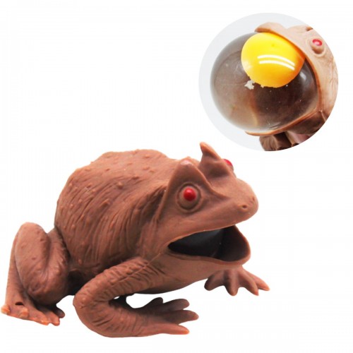 Игрушка-антистресс "Жабка с яйцом", коричневая (MiC)
