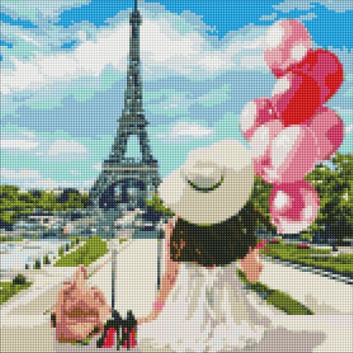 Алмазна мозаїка "Вулицями Парижа" 40х40см (Ідейка)