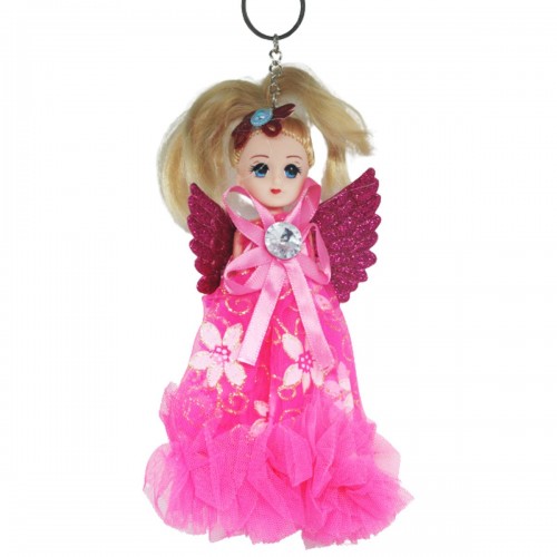 Кукла-брелок "Ангел" с крыльями, малиновый.