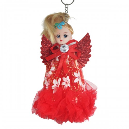 Лялька-брелок "Янгол" з крилами, червоний