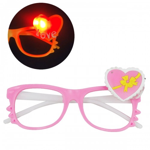 Сияющие очки без линз "Сердечко", розовые (MiC)