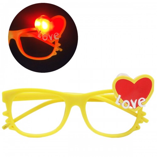 Сяючі окуляри без лінз "Сердечко", жовті (MiC)