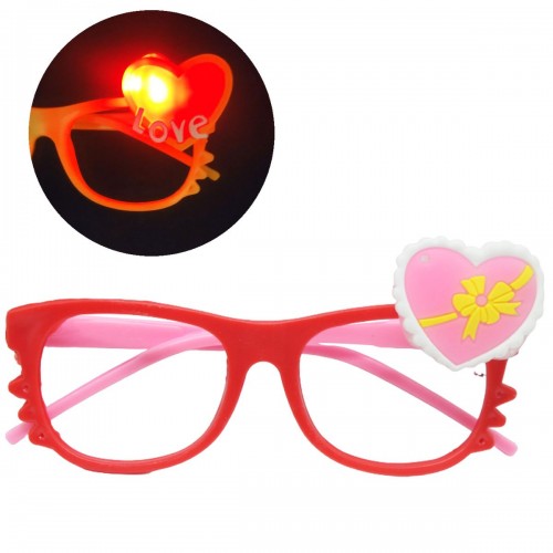 Сияющие очки без линз "Сердечко", красные (MiC)