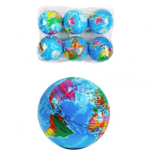 Мячик фомовый "Земной шар", 6 шт. в комплекте (MiC)