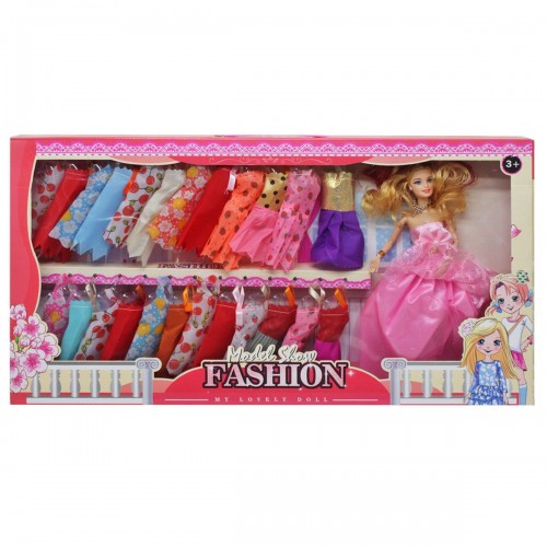 Кукла "Model Show" с гардеробом – розовая
