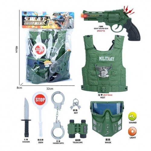 Військовий набір 2022-71: револьвер, бронежилет, маска (8 елементів)