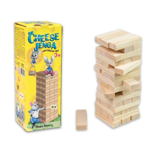 Настільна гра "Cheese Jenga" 48 брусків, міні (укр) (Strateg)