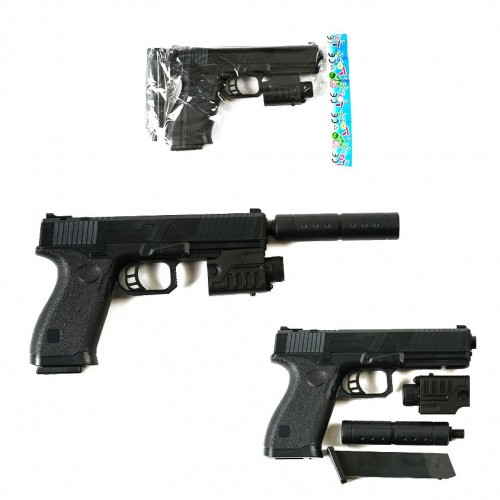 Пістолет пластиковий із глушником, чорний (MiC)