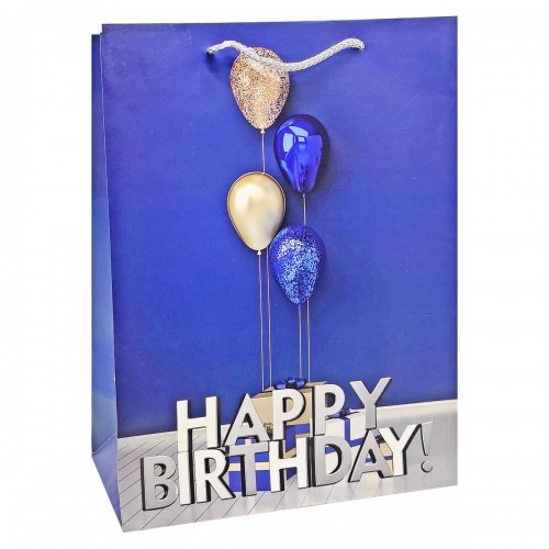 Пакет бумажный "Нарру Birthday", синій (Malevaro)