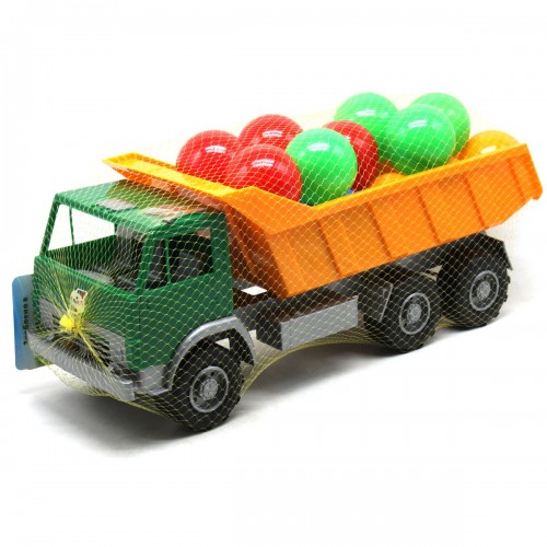 Машинка "Самоскид" з кульками (зелена + помаранчева) (Орион)