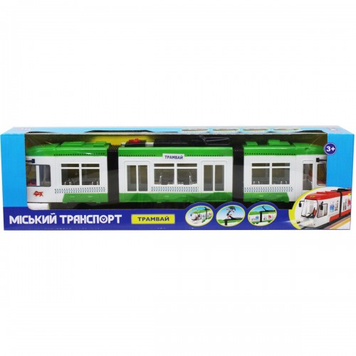 Игрушка: Трамвай со светом и звуком, зеленый