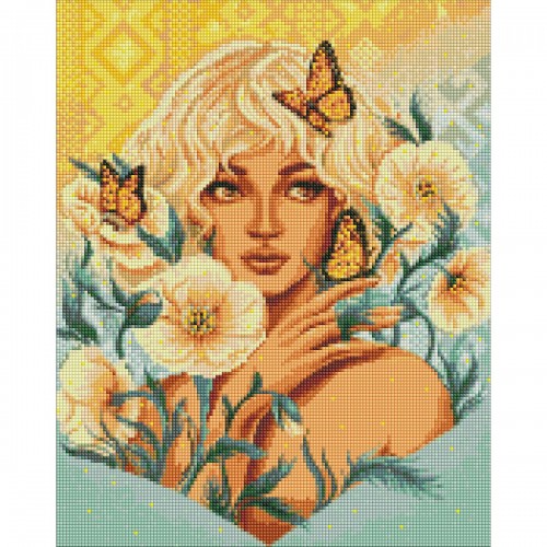 Алмазная мозаика "Девушка с бабочками" 40х50см (Ідейка)