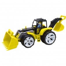 Трактор пластиковый, с двумя ковшами (желтый)