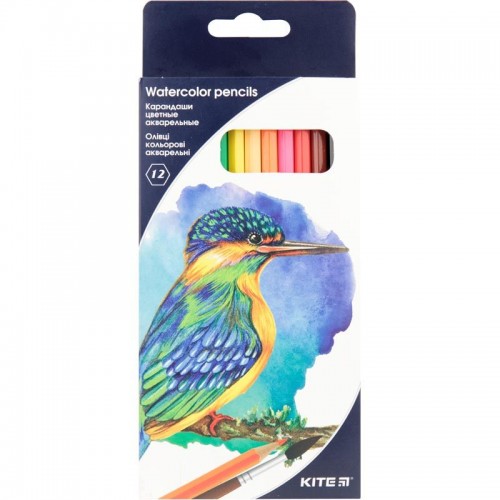 Олівці акварельні "Птахи", 12 кольорів (Kite)