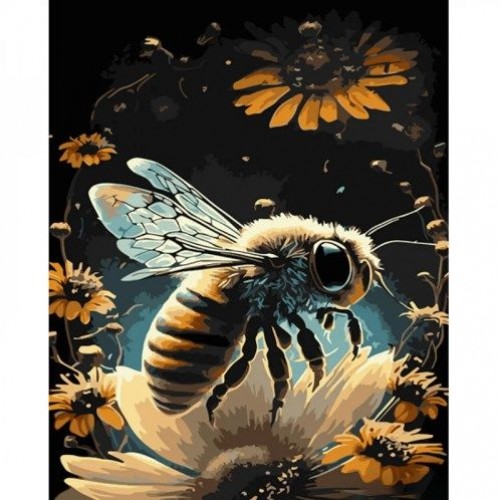 Картина по номерам "Пчела в цветах" ★★★★ (Strateg)