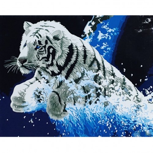 Картина по номерам "Белый тигр" ★★★ (Strateg)
