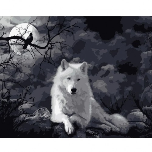 Картина по номерам "Белый волк" ★★★ (Strateg)