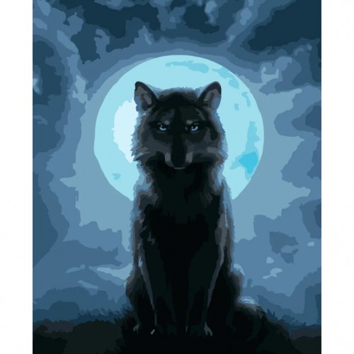 Картина по номерам "Волк и луна" ★★★ (Strateg)