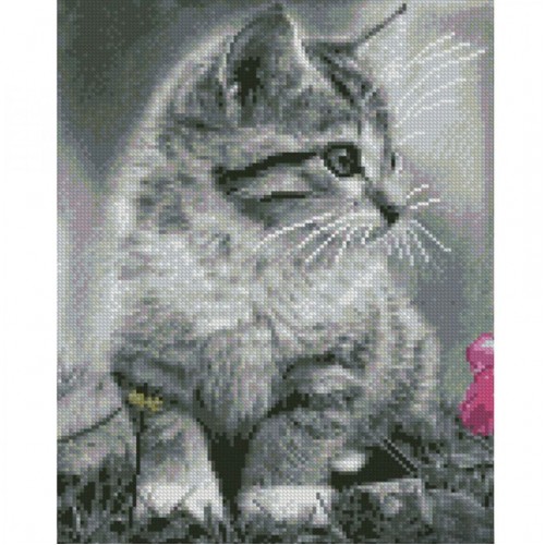 Алмазная мозаика "Серый котенок" 30х40 см (Strateg)