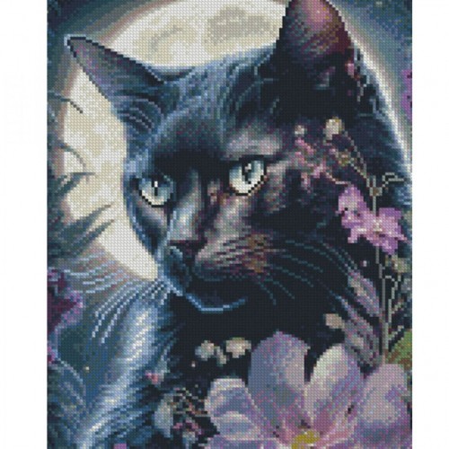 Алмазная мозаика "Черный котик" 30х40 см (Strateg)