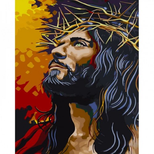 Картина по номерам "Иисус в терновом венке" ★★★ (Strateg)