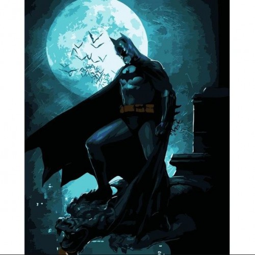 Картина по номерам "Бэтмен в лунном сиянии" ★★★★ (Strateg)