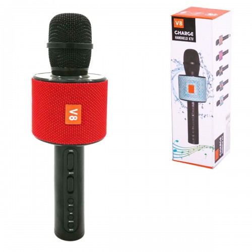 Беспроводной караоке микрофон "CHARGE V8" – красный