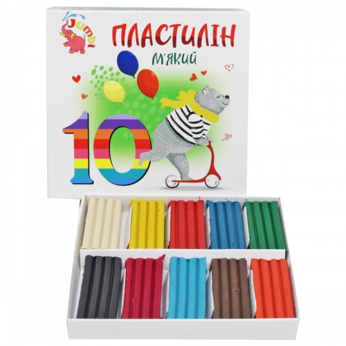 Пластилін дитячий, мʼякий, 10 кольорів (Jumbi)