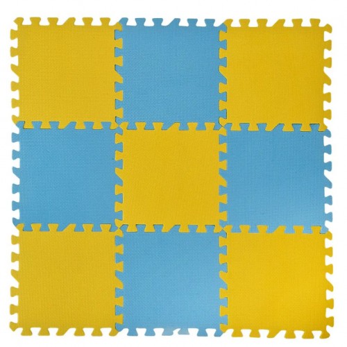 Килимок-пазл EVA арт. K89404 жовто-блакитний деталь 30*30*0,8см 9 дет, килимок 86,6*86,8*0,8 см. (MiC)