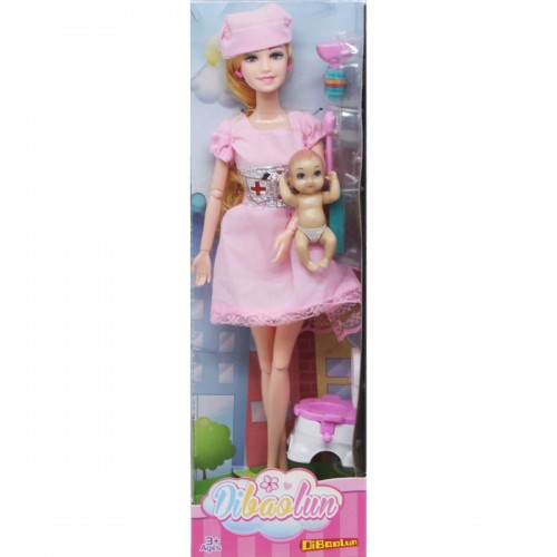 Лялька "Медсестра" з дитиною (у рожевій сукні) (MiC)