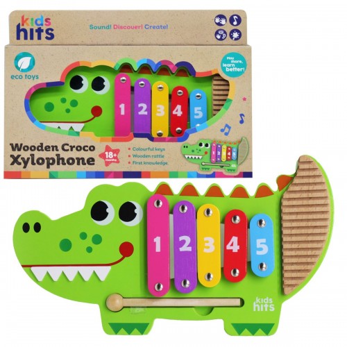 Деревʼяний ксилофон "Крокодил" (35 см) (Kids hits)