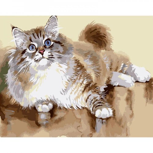 Картина по номерам "Пушистый котик" ★★★ (Strateg)