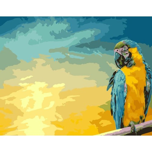 Картина по номерам "Сине-желтый попугай" ★★★ (Strateg)
