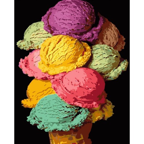 Картина по номерам "Цветное мороженое" ★★★★ (Strateg)