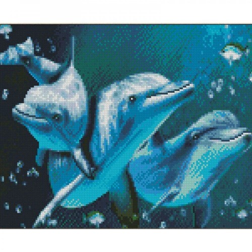 Алмазная мозаика "Дружелюбные дельфины" 30х40 см (Strateg)
