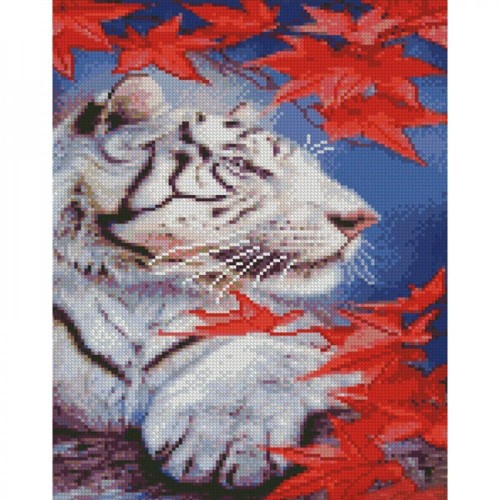 Алмазна мозаїка "Білий тигр" 30х40 см (Strateg)