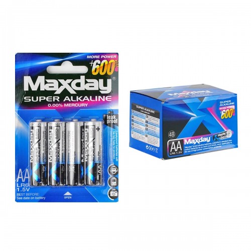 Батарейки “Maxday” C57143 (20) Alcaline, пальчикові, АА 1,5V, ЦІНА ЗА 48 ШТ. У БЛОЦІ (MiC)