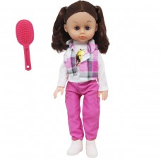Кукла в розовом, с расческой (33 см)