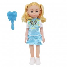 Кукла в голубом, с расческой (33 см)