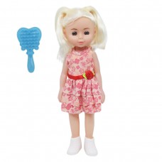 Лялька в персиковом, с расческой (33 см)