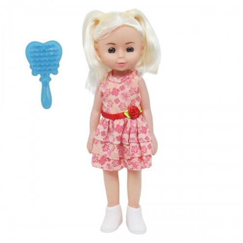 Лялька в персиковом, с расческой (33 см) (MiC)