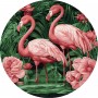 Картина по номерам (круглая) "Фламинго в цветах" ★★★ (Ідейка)