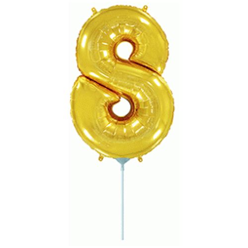 Кулька фольгована "День Народження: Цифра 8", міні, золото (FlexMetal)