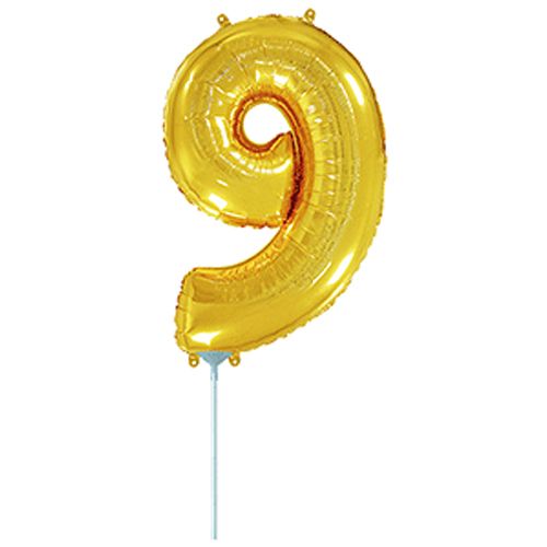 Кулька фольгована "День Народження: Цифра 9", міні, золото (FlexMetal)