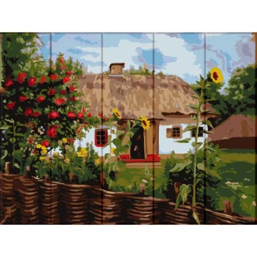 Картина за номерами на дереві "Будиночок в селі" (Art Story)